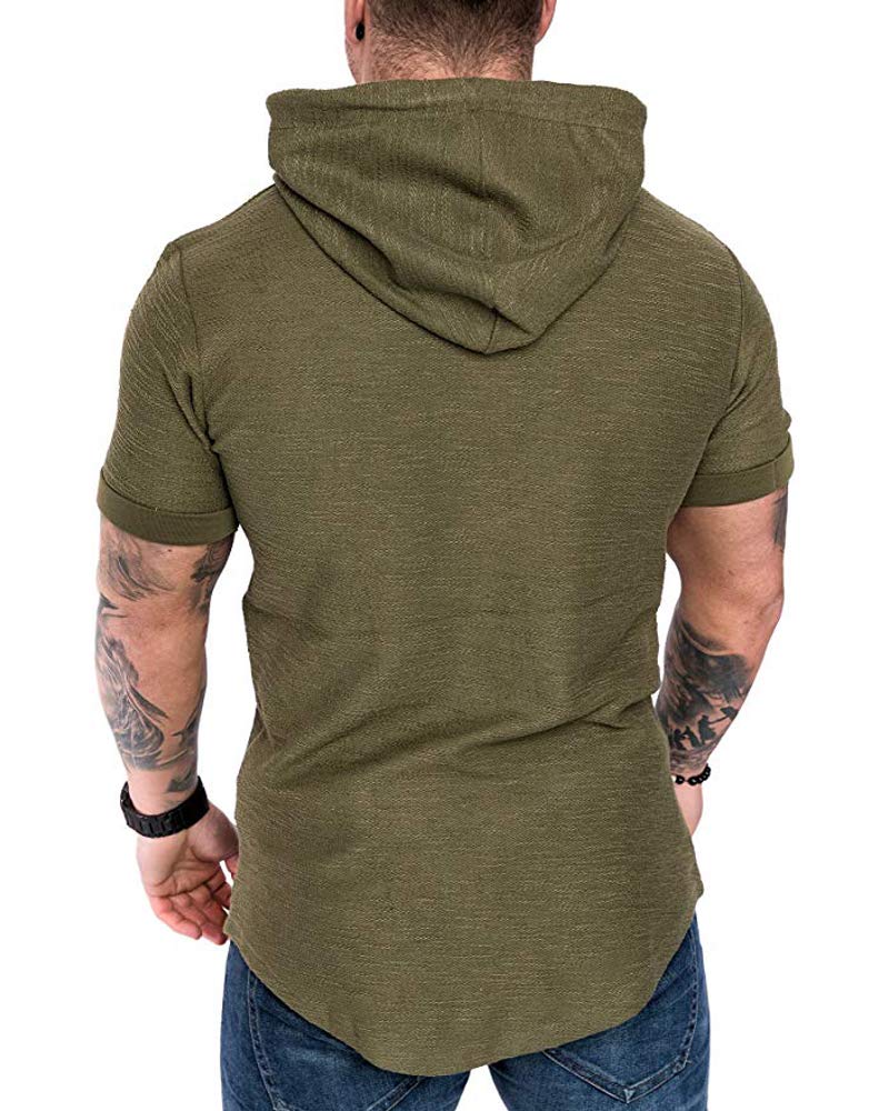 Lexiart Mens Fashion Hoodies Sport Pullover Solid Color Shirt Workout Lightweight Tops Green - Image 2